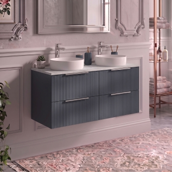 Delphi Focus 1200mm 4-Drawer Wall Hung Premium Fluted Countertop Vanity Unit | Product Image