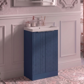 Delphi Focus 500mm 2-Door Floor Standing Fluted Vanity Unit (inc Basin) | Product Image