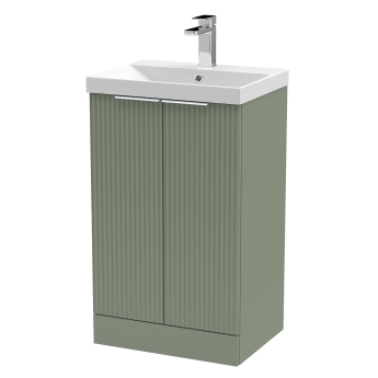Delphi Focus 500mm 2-Door Floor Standing Fluted Vanity Unit (inc Basin) | Product Image