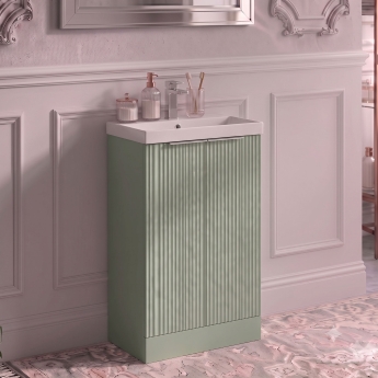 Delphi Focus 500mm 2-Door Floor Standing Fluted Vanity Unit (inc Basin) | Product Image
