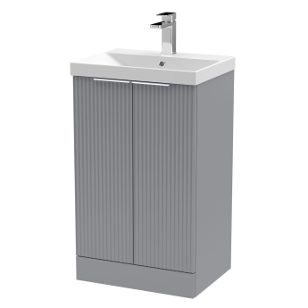Delphi Focus 500mm 2-Door Floor Standing Fluted Vanity Unit (inc Basin) | Product Image