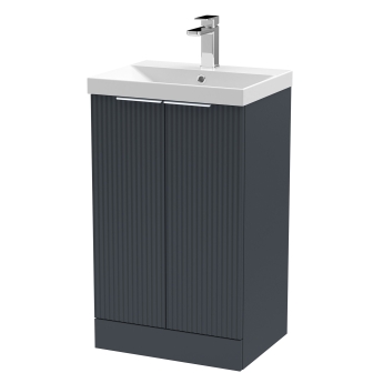 Delphi Focus 500mm 2-Door Floor Standing Fluted Vanity Unit (inc Basin) | Product Image