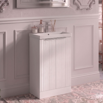 Delphi Focus 500mm 2-Door Floor Standing Fluted Vanity Unit (inc Basin) | Product Image