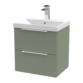 Delphi Focus 500mm 2-Drawer Wall Hung Fluted Vanity Unit (inc Basin) | Product Image