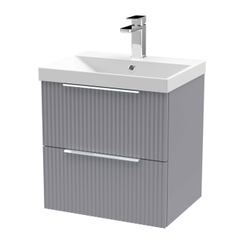 Delphi Focus 500mm 2-Drawer Wall Hung Fluted Vanity Unit (inc Basin) | Product Image