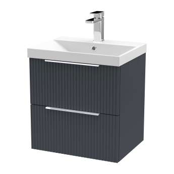 Delphi Focus 500mm 2-Drawer Wall Hung Fluted Vanity Unit (inc Basin) | Product Image