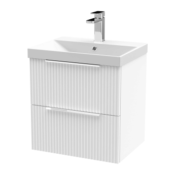 Delphi Focus 500mm 2-Drawer Wall Hung Fluted Vanity Unit (inc Basin) | Product Image