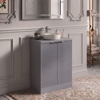 Delphi Focus 600mm 2-Door Floor Standing Fluted Countertop Vanity Unit | Product Image