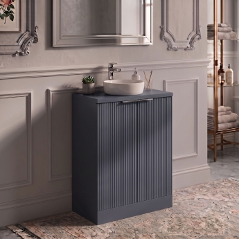 Delphi Focus 600mm 2-Door Floor Standing Fluted Countertop Vanity Unit | Product Image