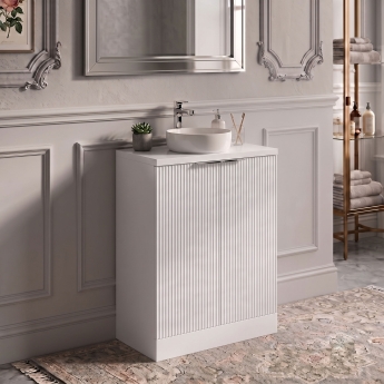 Delphi Focus 600mm 2-Door Floor Standing Fluted Countertop Vanity Unit | Product Image