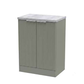 Delphi Focus 600mm 2-Door Floor Standing Premium Fluted Countertop Vanity Unit | Product Image