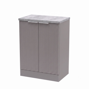 Delphi Focus 600mm 2-Door Floor Standing Premium Fluted Countertop Vanity Unit | Product Image