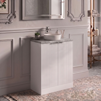 Delphi Focus 600mm 2-Door Floor Standing Premium Fluted Countertop Vanity Unit | Product Image