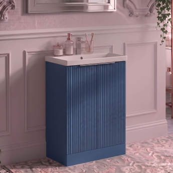 Delphi Focus 600mm 2-Door Floor Standing Fluted Vanity Unit (inc Basin) | Product Image