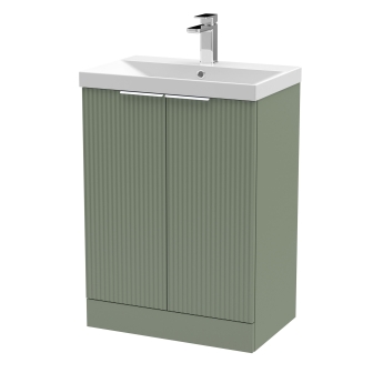 Delphi Focus 600mm 2-Door Floor Standing Fluted Vanity Unit (inc Basin) | Product Image