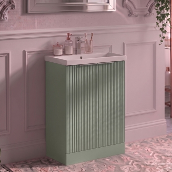 Delphi Focus 600mm 2-Door Floor Standing Fluted Vanity Unit (inc Basin) | Product Image