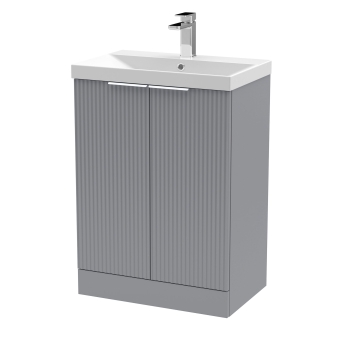 Delphi Focus 600mm 2-Door Floor Standing Fluted Vanity Unit (inc Basin) | Product Image