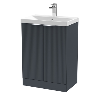 Delphi Focus 600mm 2-Door Floor Standing Fluted Vanity Unit (inc Basin) | Product Image