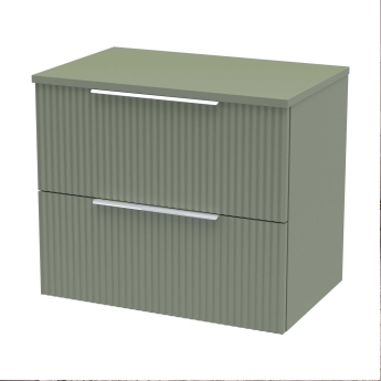 Delphi Focus 600mm 2-Drawer Wall Hung Fluted Countertop Vanity Unit | Product Image