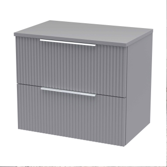 Delphi Focus 600mm 2-Drawer Wall Hung Fluted Countertop Vanity Unit | Product Image
