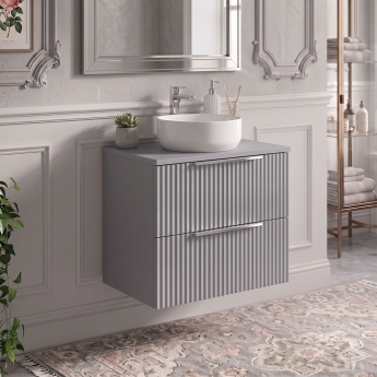 Delphi Focus 600mm 2-Drawer Wall Hung Fluted Countertop Vanity Unit | Product Image
