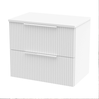 Delphi Focus 600mm 2-Drawer Wall Hung Fluted Countertop Vanity Unit | Product Image