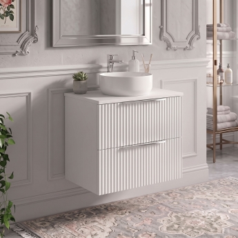 Delphi Focus 600mm 2-Drawer Wall Hung Fluted Countertop Vanity Unit | Product Image