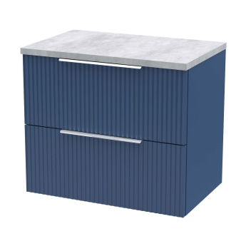 Delphi Focus 600mm 2-Drawer Wall Hung Premium Fluted Countertop Vanity Unit | Product Image
