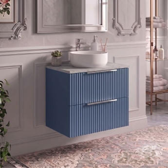 Delphi Focus 600mm 2-Drawer Wall Hung Premium Fluted Countertop Vanity Unit | Product Image
