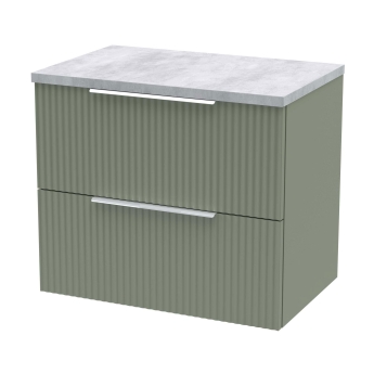 Delphi Focus 600mm 2-Drawer Wall Hung Premium Fluted Countertop Vanity Unit | Product Image