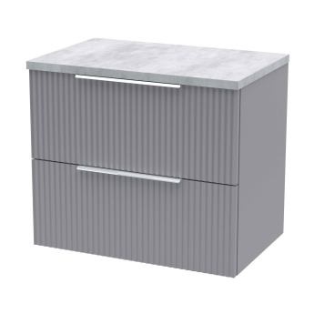 Delphi Focus 600mm 2-Drawer Wall Hung Premium Fluted Countertop Vanity Unit | Product Image