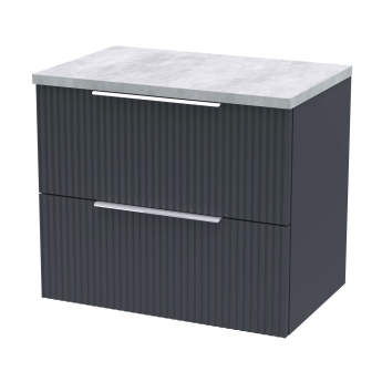 Delphi Focus 600mm 2-Drawer Wall Hung Premium Fluted Countertop Vanity Unit | Product Image