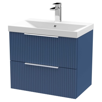 Delphi Focus 600mm 2-Drawer Wall Hung Fluted Vanity Unit (inc Basin) | Product Image