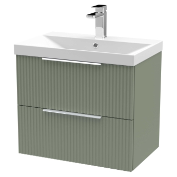 Delphi Focus 600mm 2-Drawer Wall Hung Fluted Vanity Unit (inc Basin) | Product Image