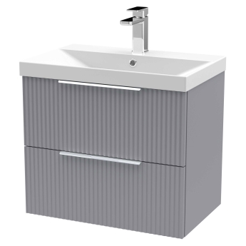 Delphi Focus 600mm 2-Drawer Wall Hung Fluted Vanity Unit (inc Basin) | Product Image