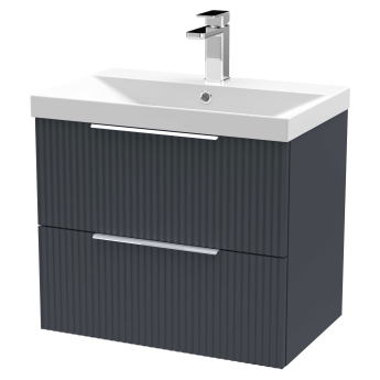 Delphi Focus 600mm 2-Drawer Wall Hung Fluted Vanity Unit (inc Basin) | Product Image