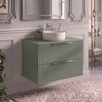 Delphi Focus 800mm 2-Drawer Wall Hung Fluted Countertop Vanity Unit | Product Image