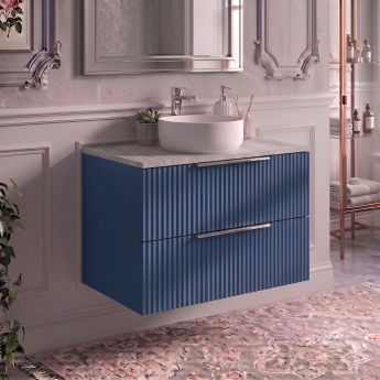 Delphi Focus 800mm 2-Drawer Wall Hung Premium Fluted Countertop Vanity Unit | Product Image