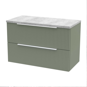 Delphi Focus 800mm 2-Drawer Wall Hung Premium Fluted Countertop Vanity Unit | Product Image