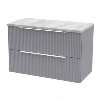 Delphi Focus 800mm 2-Drawer Wall Hung Premium Fluted Countertop Vanity Unit | Product Image