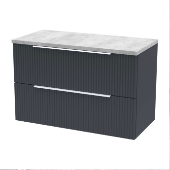 Delphi Focus 800mm 2-Drawer Wall Hung Premium Fluted Countertop Vanity Unit | Product Image