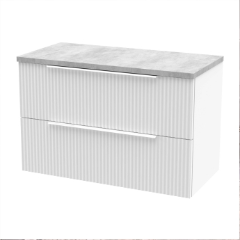 Delphi Focus 800mm 2-Drawer Wall Hung Premium Fluted Countertop Vanity Unit | Product Image