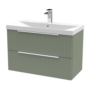 Delphi Focus 800mm 2-Drawer Wall Hung Fluted Vanity Unit (inc Basin) | Product Image