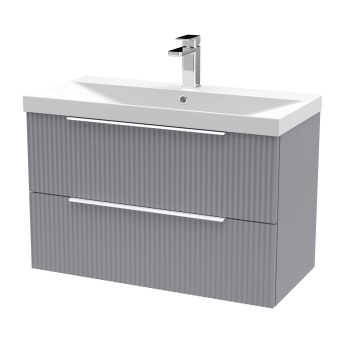 Delphi Focus 800mm 2-Drawer Wall Hung Fluted Vanity Unit (inc Basin) | Product Image