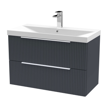 Delphi Focus 800mm 2-Drawer Wall Hung Fluted Vanity Unit (inc Basin) | Product Image