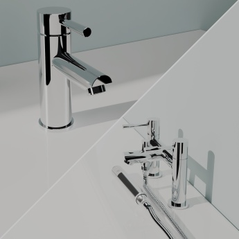 Delphi Fresh Chrome Basin Mixer and Bath Shower Mixer Tap Set (inc Shower Kit and Press Top Waste) | Product Image