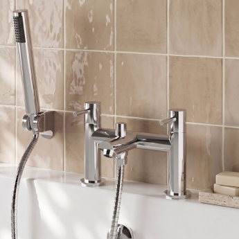 Delphi Fresh Chrome Pillar Mounted Bath Shower Mixer Tap (inc Kit) | Product Image
