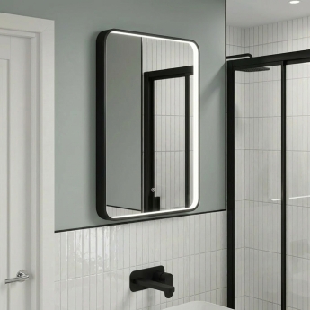 Delphi Genoa Black Inset Framed LED Touch Sensor Bathroom Mirror 700mm x 500mm | Product Image