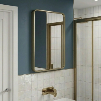 Delphi Genoa Brushed Brass Inset Framed Standard Bathroom Mirror 700mm x 500mm | Product Image