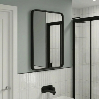 Delphi Genoa Black Inset Framed Standard Bathroom Mirror 700mm x 500mm | Product Image